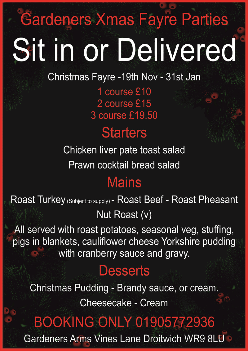 Christmas dinners Droitwich